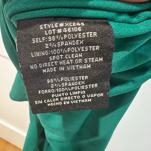 XSCAPE Women's Crepe Choker Halter-Neck High-Low Midi Dress Green Size 8 NWT - Picture 9 of 13